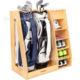木制高尔夫球杆架置地式多层球鞋整理架高尔夫球包工具配件收纳架