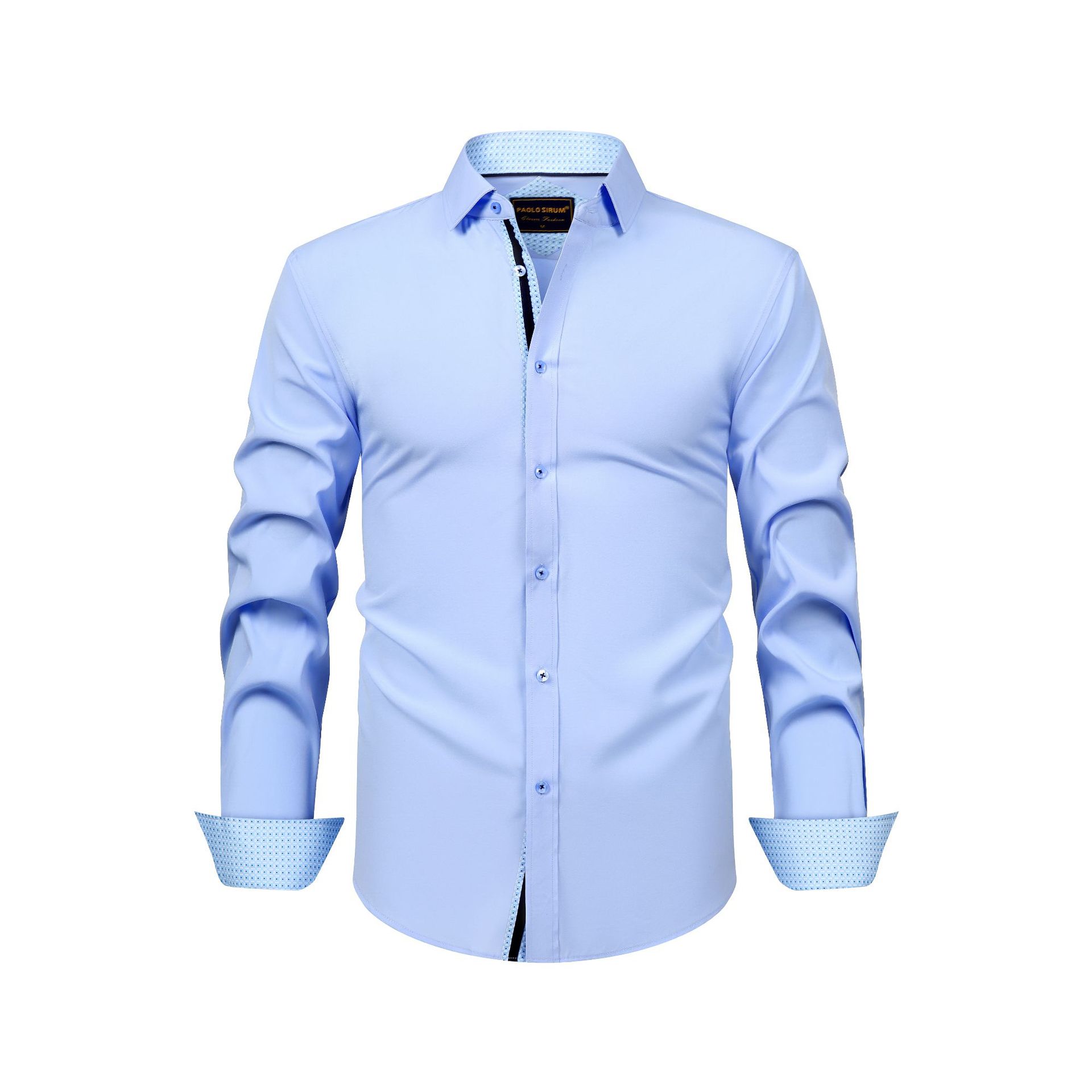 Camicia da uomo a maniche lunghe elasticizzata a quattro lati con risvolto, taglia europea, casual, coordinata, da uomo_voghion.com