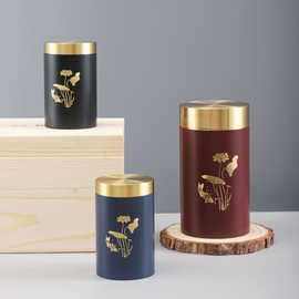 精品高档黄铜茶叶罐彩漆储存罐小罐子随身迷你小号便携金属密封罐