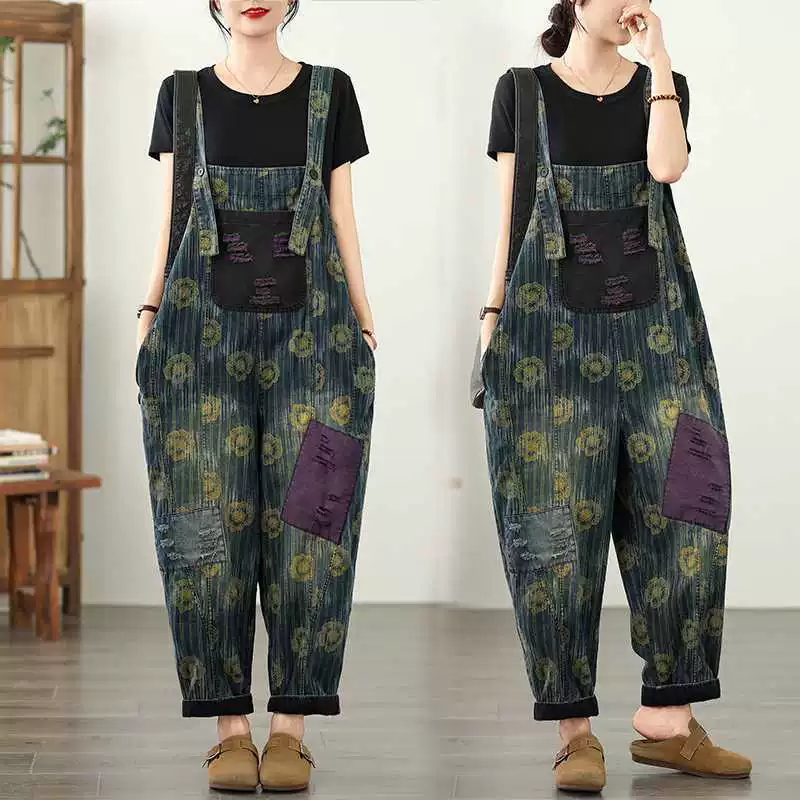 Summer denim overall, Korean style, plus size