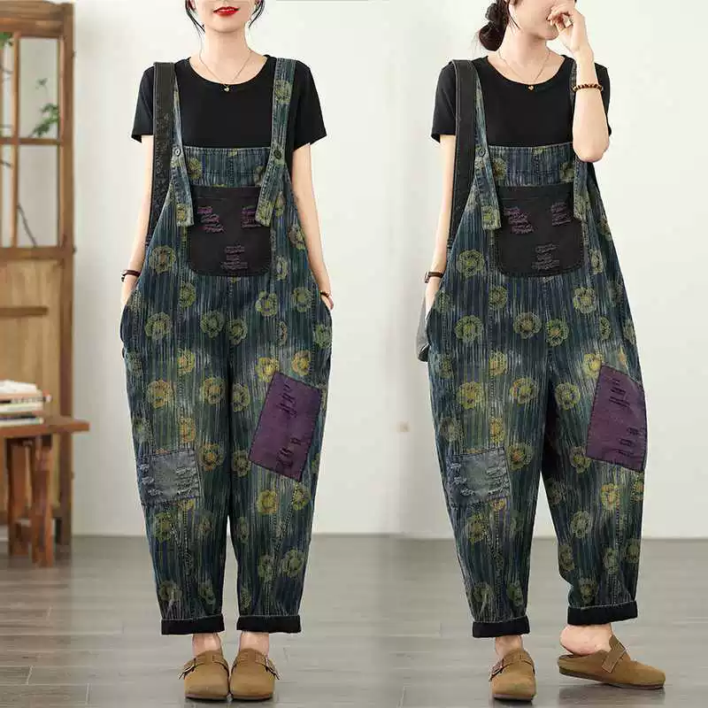 Summer denim overall, Korean style, plus size