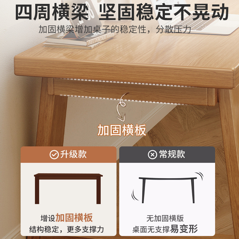 Escritorio largo para dos estudiantes Escritorio de computadora para el hogar Escritorio de estudio Escritorio de sala de estar Escritorio de escritura de pierna de madera maciza Banco de trabajo