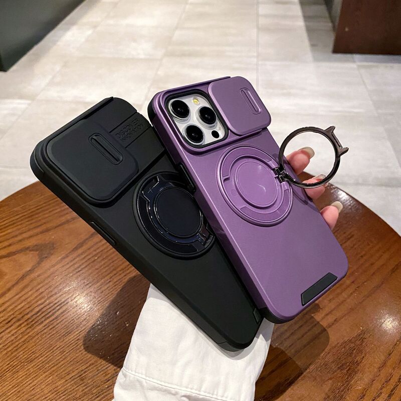Sliding Window to Cover Camera, Apple 17 Pro Max Phone Case with Rotating Stand, iPhone 16 Magnetic Privacy Protection Sliding Window to Cover Camera, Apple 17 Pro Max Phone Case with Rotating Stand, iPhone 16 Magnetic Privacy Protection