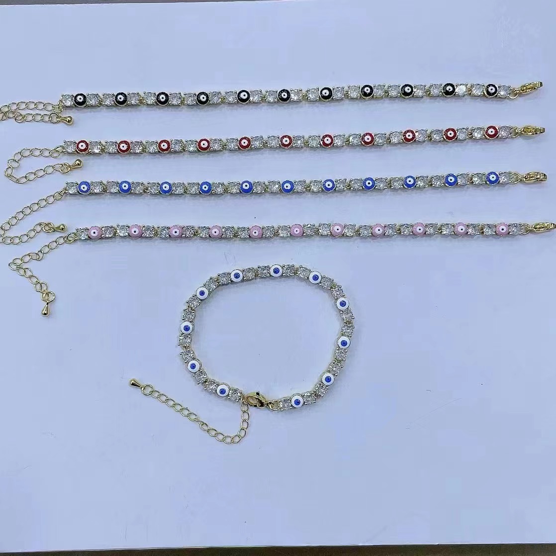 Fashion Devilu0027S Eye Copper Plating Inlay Zircon Bracelets 1 Piece