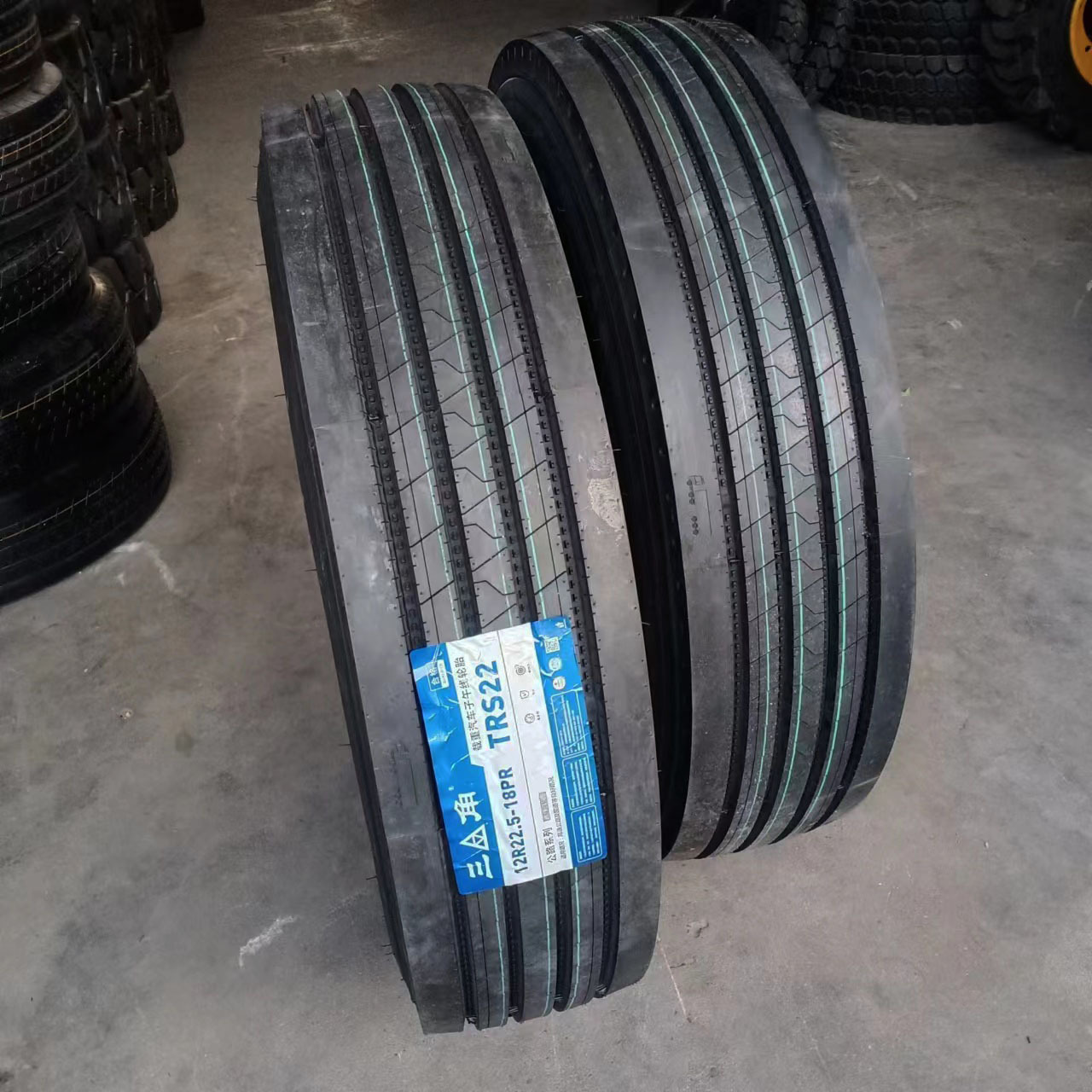正品三角轮胎全钢丝载重12R22.5防爆前四后八四线花纹自卸货车胎