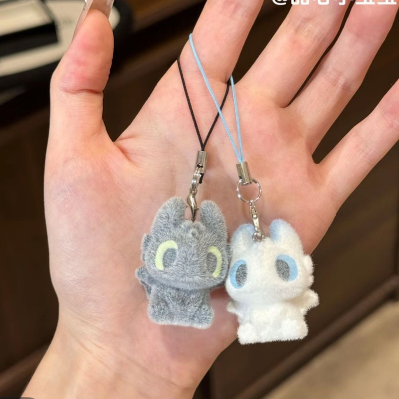 How to Train Your Dragon Toothless Linking Doll and Light Demon Couple Best Friend Flocked Phone Keychain Student Bag Pendant