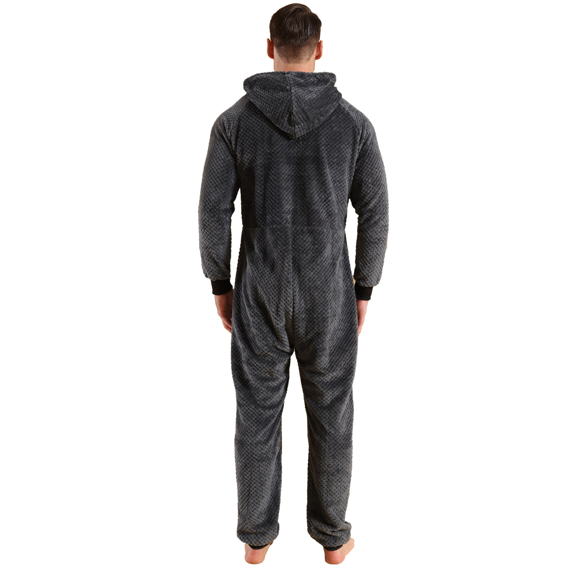 men's hooded thickened double faced velvet camouflage jumpsuit home clothes pajamas_voghion.com