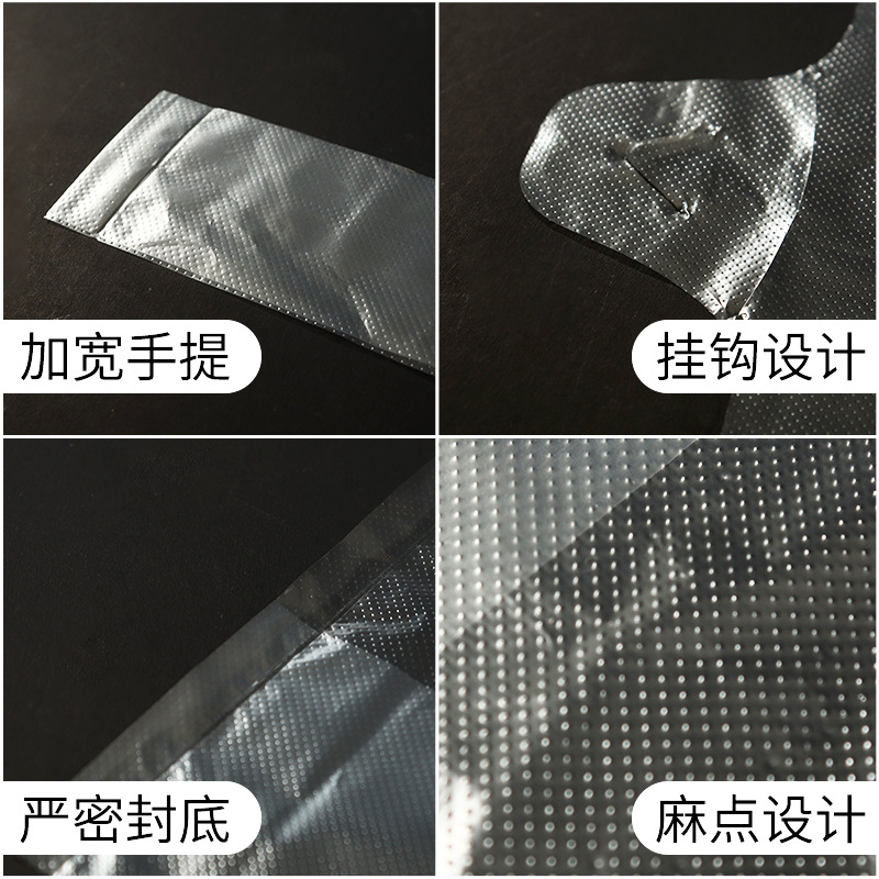 Wholesale Thick White Back Pocket Bag Transparent Food Plastic Bag Takeaway Packing Bag Hand-Held Convenient Bag Shopping Bag