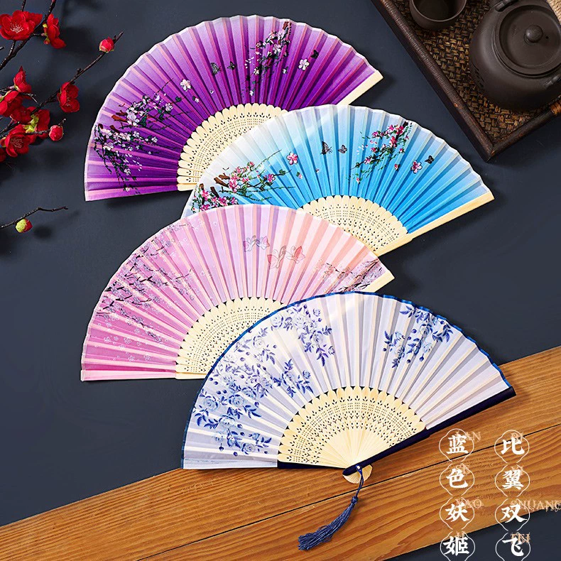 Веер складной в древнем китайском стиле династии Хань, женский танец Cheongsam, детский студенческий летний портативный складной маленький веер