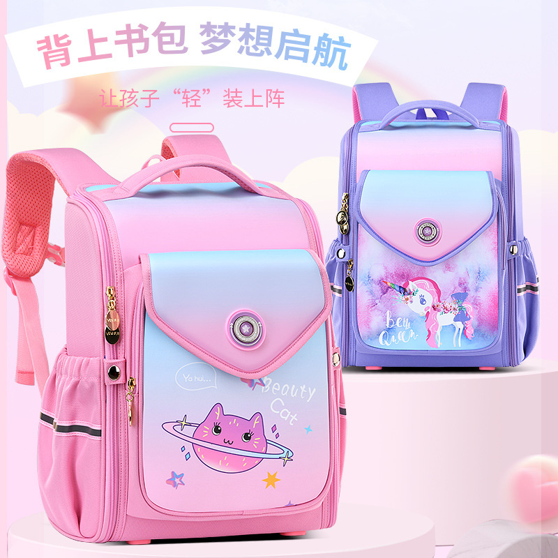 Pupil bag girl Boy 1-3-6 grade new pattern children light capacity Space Decompression Backpack