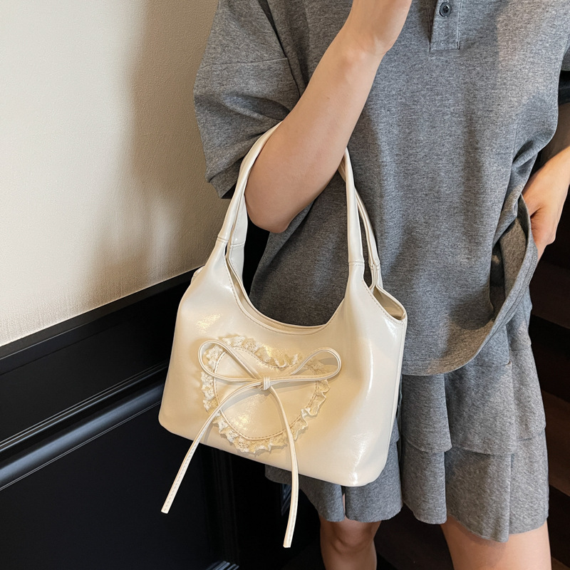 Bolso Tote de moda coreana 2025 verano nuevo estilo bolso femenino bowknot love bolso de encaje bolso de hombro