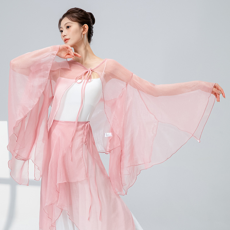 女性用クラシックダンス服、新しいゆったりとした妖精のようなエレガントなアウターシェード、中国風のステージ服、パフォーマンスモダンダンス服|undefined