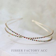 彩鑽水鑽交叉發箍森系百搭頭箍簡約雙層外出頭窟飾品超仙爪鏈發卡