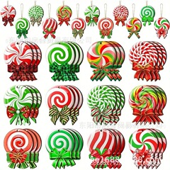クロスボーダー木製クリスマス冬カラフルグラデーションクリスマスキャンディーテーマパーティーパーティーツリー装飾品ストラップ