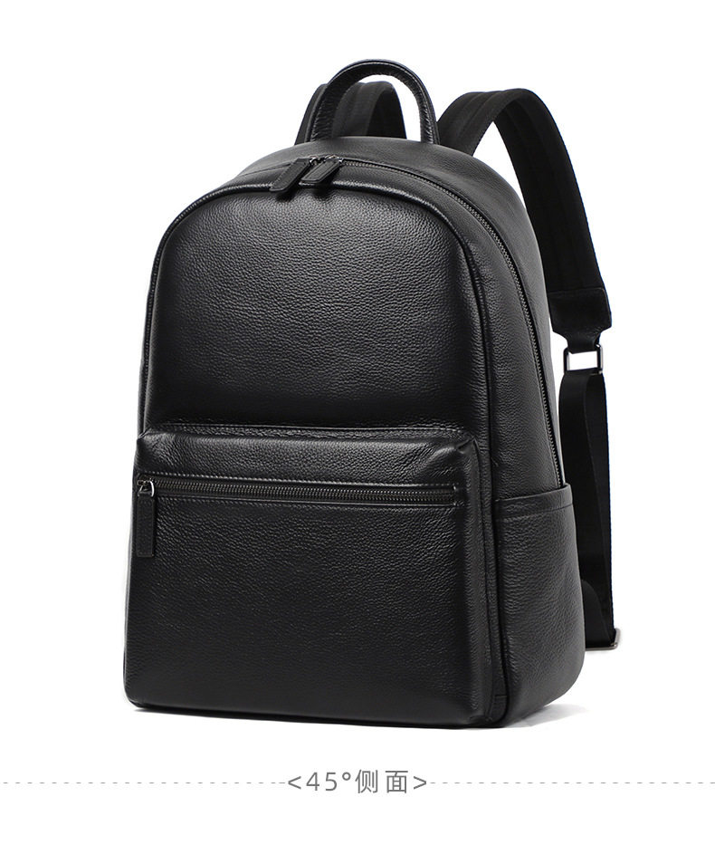 Ba lô nam da bò thật cỡ lớn 30×13×41 cm, ba lô du lịch công tác chống trộm ngăn laptop 14 inch — Màu đen chi tiết 15