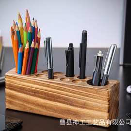 创意竹制可移动笔筒盒文房四宝毛笔架办公桌面木质笔筒盒