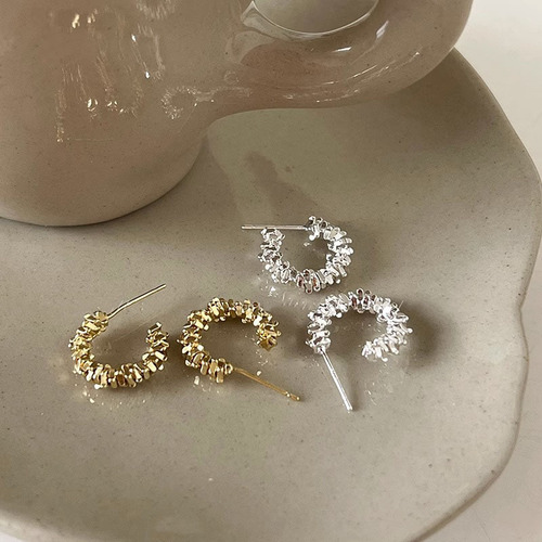 Charm Silver Dust Earrings for Women -  New Arrival Light Luxury High-End Unique Design Hoop Earrings