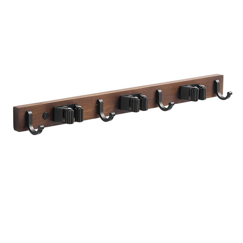 Powerful mop hook rack walnut mop clip creative broom hanger punch-free mop hook buckle