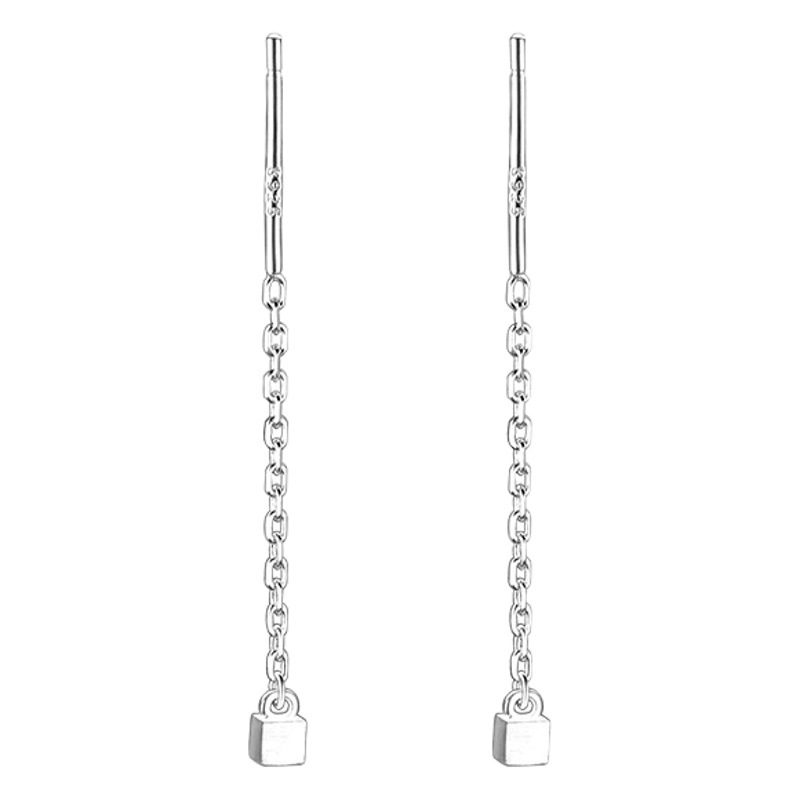 925 de plata de ley pequeñas líneas de oreja cuadradas pendientes simples pendientes elegantes pendientes de verano femenino