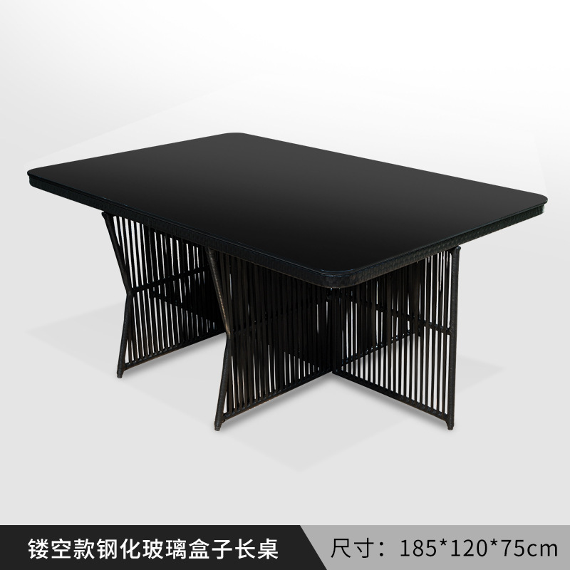 Mesas y sillas al aire libre patio ocio mesa y sillas de ratán combinación terraza al aire libre jardín exterior exterior dobladillo silla de mimbre impermeable y protector solar