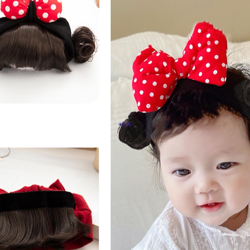 Infant Wig Bangs Woolen Hairband Autumn and Winter Kidsren's One-Year-Old Photo Shoot Girl Princess Bow Headdress Infant Wig Bangs Woolen Hairband Autumn and Winter Kidsren's One-Year-Old Photo Shoot Girl Princess Bow Headdress