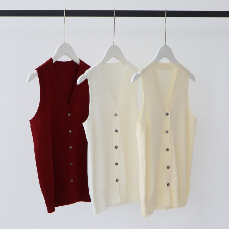 Wool Blended Autum New V Neck Ultra-Fine Wool Knitted Vest with Versatile Sleeveless Cardigan Jacket and Waistoutwear