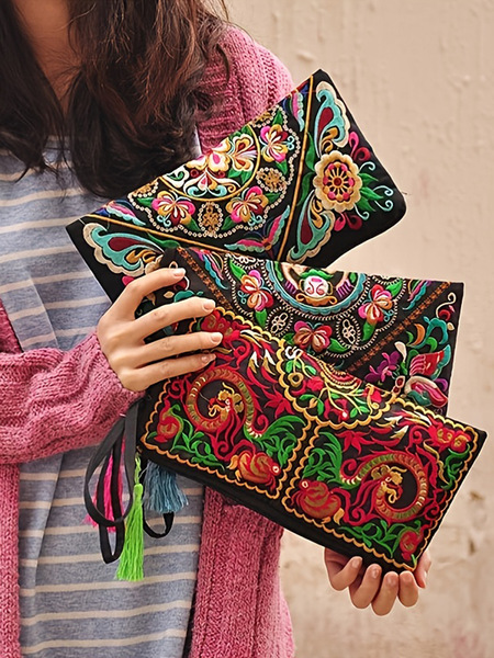 Ethnic long capacious wallet