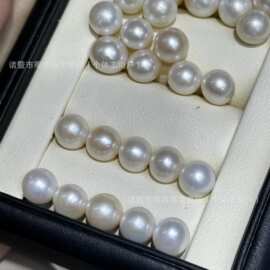 天然淡水珍珠无核裸珠8-9mm近圆微微瑕强光可diy饰品无孔散珠诸暨