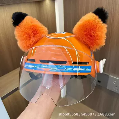 New Orange Ear Helmet Motosiklet dəbilqələri - a-pair-of-orange-and-black-ears-helmet-not-included