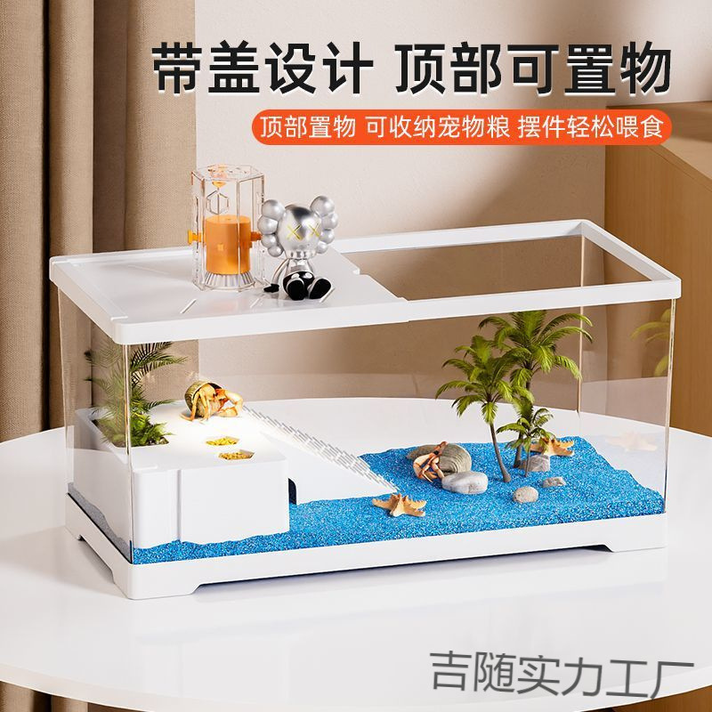 乌龟饲养缸生家用带盖爬台小型螃蟹相守态造景装饰蟹寄居蟹专用箱|undefined