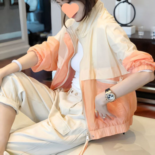V5H Contrast Color Patchwork Sun Protection Clothing Women's Spring and Summer New Style 2024 Korean Style Western Style Outerwear High-End Color Matching Loose Thin Style