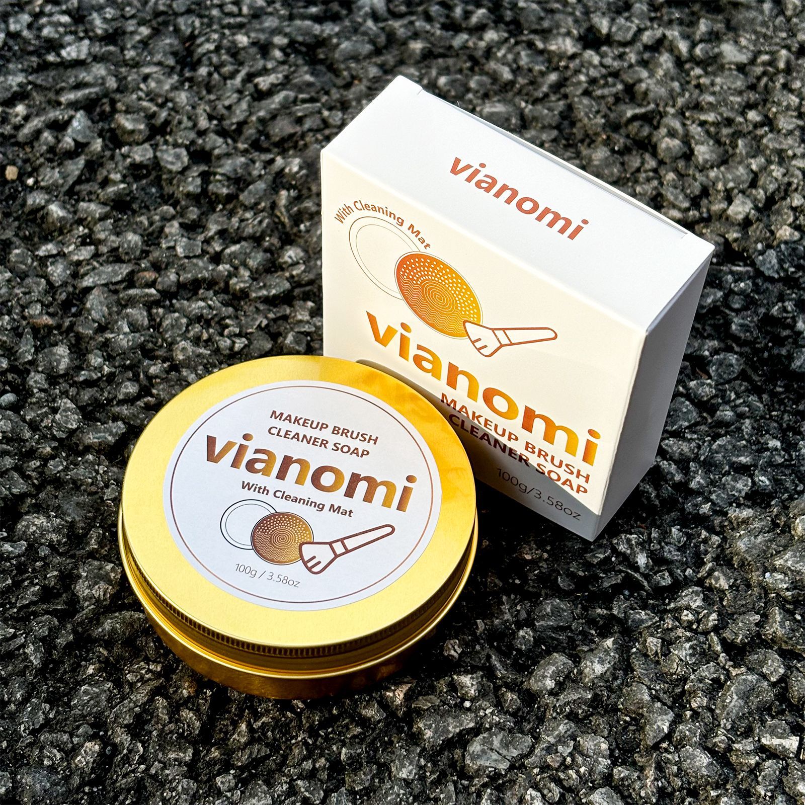 Vianomi cepillo de maquillaje jabón de limpieza con almohadilla de lavado