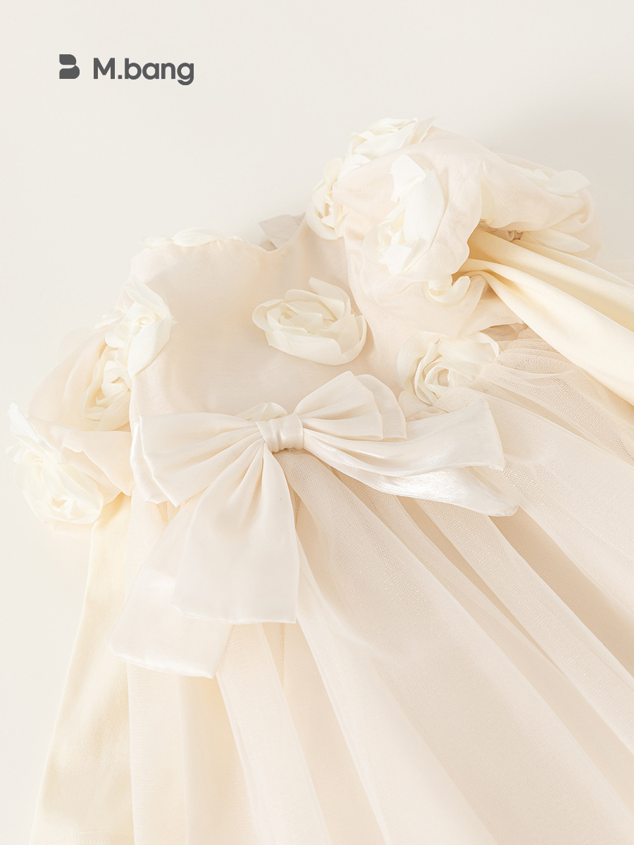 Yubao ropa infantil de niñas burbuja manga malla primavera nuevo dulce bebé vestido de cumpleaños vestido de princesa