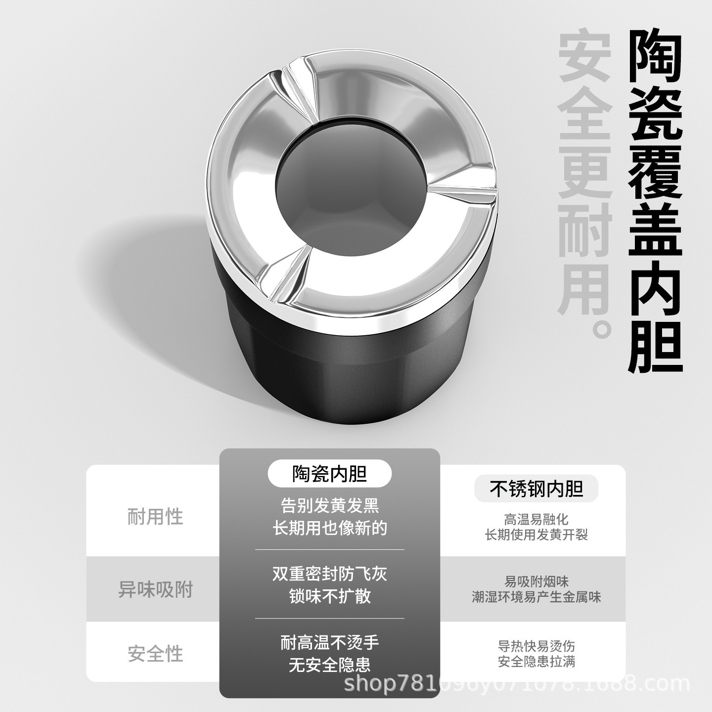 Car ashtray: use, featuring a rotating closure to prevent ash