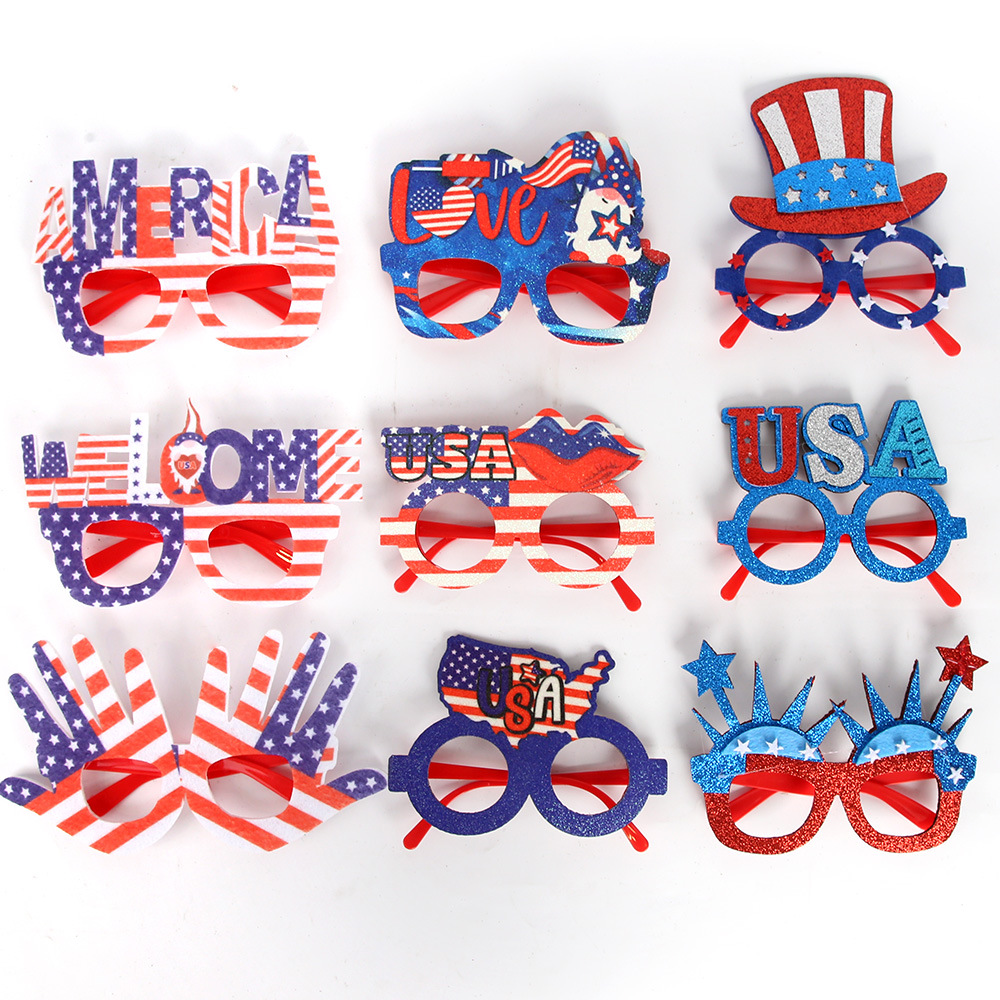 Copa del Mundo gafas banderas rojas, blancas y azules gafas de fútbol americano, canadenses, mexicanos, porristas, refuerzos, props image 5