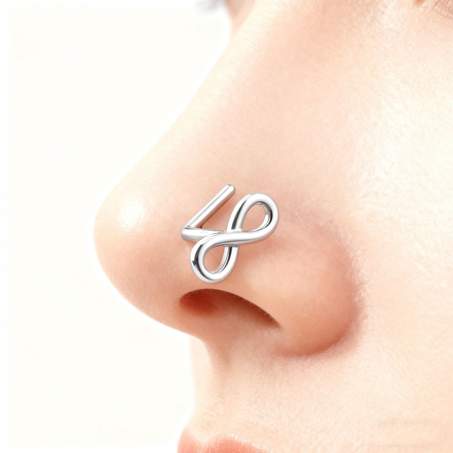 S925 Sterling Silver Infinity Nose Stud Hypoallergenic Piercing_voghion.com