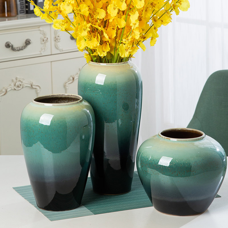 Jingdezhen nuevo jarrón de cerámica china planta maceta de flores de cerámica vintage flor seca sala de estar decoración moderna simple estricta