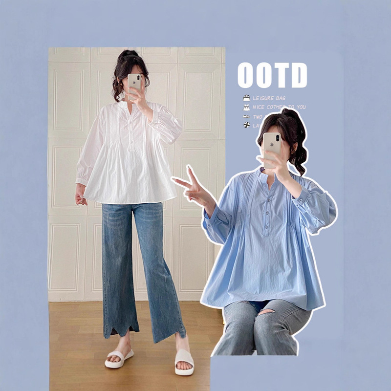 Yunshibao Spring, Autumn and Summer New Maternity Shirt Casual Shirt Top Long Sleeve Outerwear Pregnant Women 333