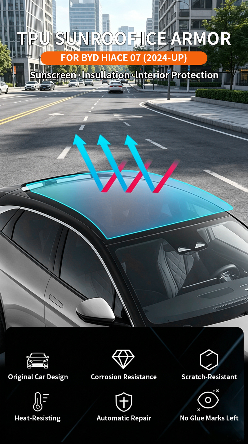 Cross-Border Exclusive Supply of Pre-Cut Tpu Sunroof Ice Armor Heat Insulation Ppf Suitable for Byd Hiace 07 (2024-up)