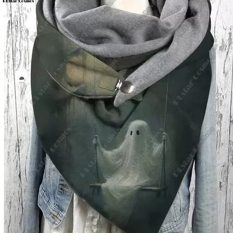 Cross-Border Foreign Trade New 3D Printed Warm Scarf Thickened Simple Shawl with Fashionable Patterns and Clip Buckle for a Personalized Touch