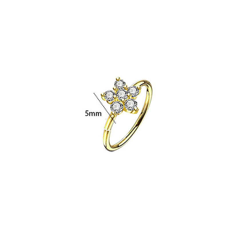 Nieuwe 15-delige set roestvrijstalen, grensoverschrijdende, populaire neuspiercings met open geometrische vormen en ingelegde zirkonia, inclusief koperen piercing._voghion.com