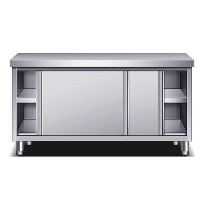 304不锈钢厨房柜橱柜组合柜工作台打荷台商用家用加厚款组装拉门