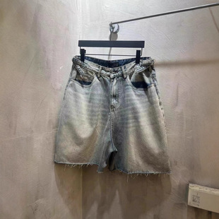 Correct Version Bl 2025 New Heavy-Duty Washed Denim Shorts, Fashionable and Versatile, Loose Fit, Same Style for Men and Women