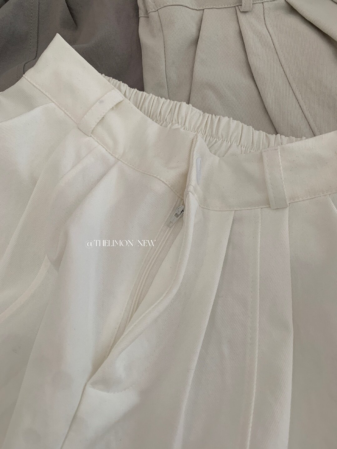 Quần culottes nữ ống rộng cạp cao dáng suông phong cách tối giản — màu đen, Xám cacbon, Xám bạc, màu trắng chi tiết 34