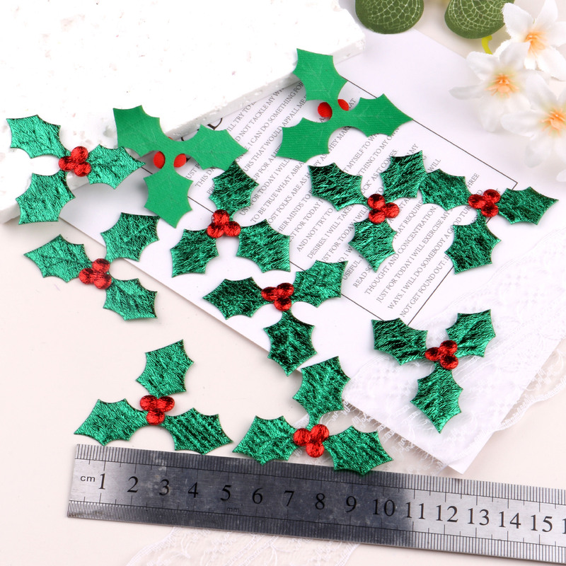新しい木の葉三枚レーザー金銀生地ギフトボックス部品diy手作りクリスマス樹葉紅果100枚|undefined