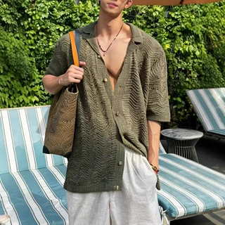 复古老钱风古巴领衬衫男2026夏季潮流高级感男士短袖男式衬衫批发