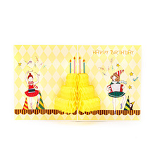 定制创意卡通立体贺卡儿童生日请函祝福留言感谢小卡片信封可批发