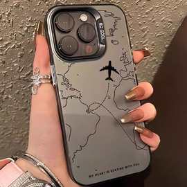 飞机线条彩银壳适用华为mate60手机壳新nova12男Pura70新MAGIC6女