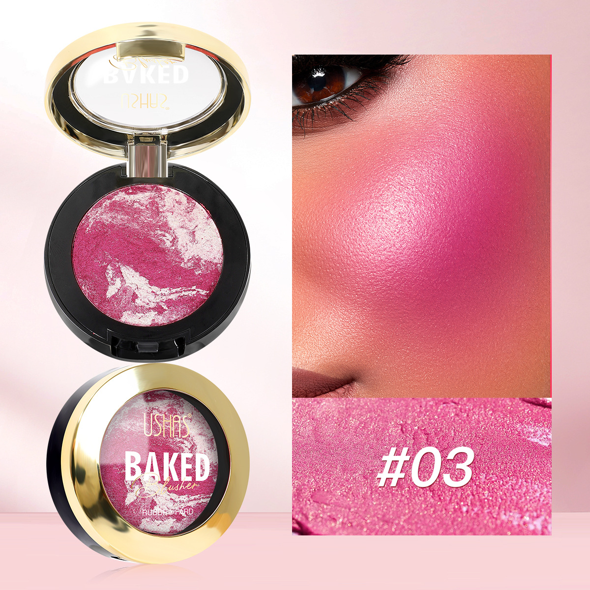 USHAS Transfronterizo Amazon Hot Sale Blush Waterproof Durable Gradient Blush UF061A + B