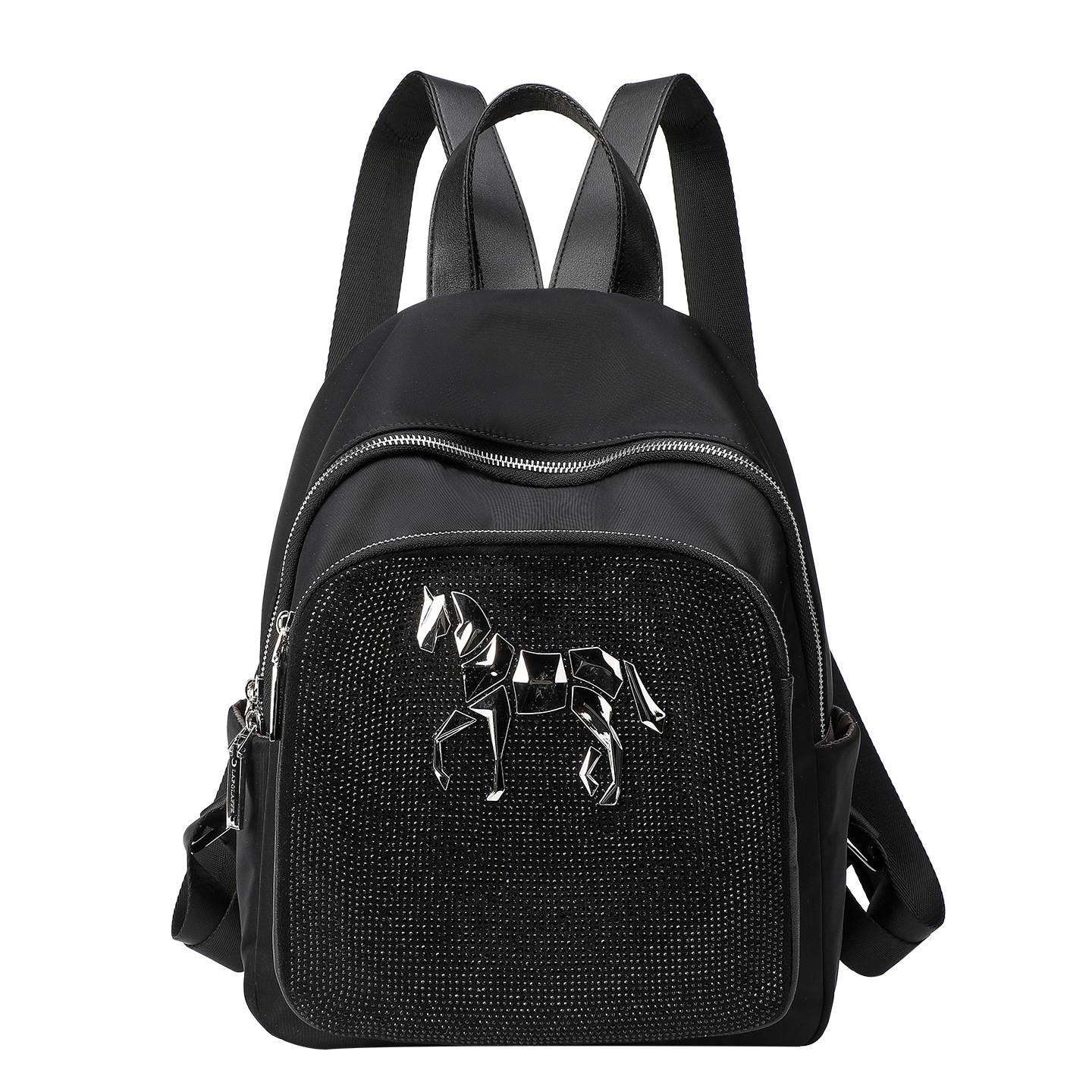 Mochila de nylon unidireccional práctica de hombro estilo cremallera de viaje ocio bolsa de almacenamiento LP7280#